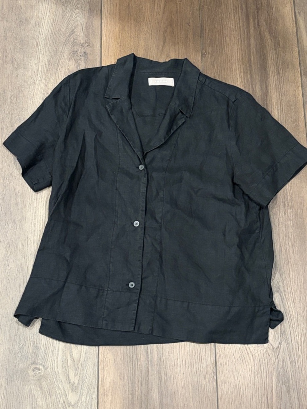 Everlane Linen Black Short-Sleeve Button Front Shirt